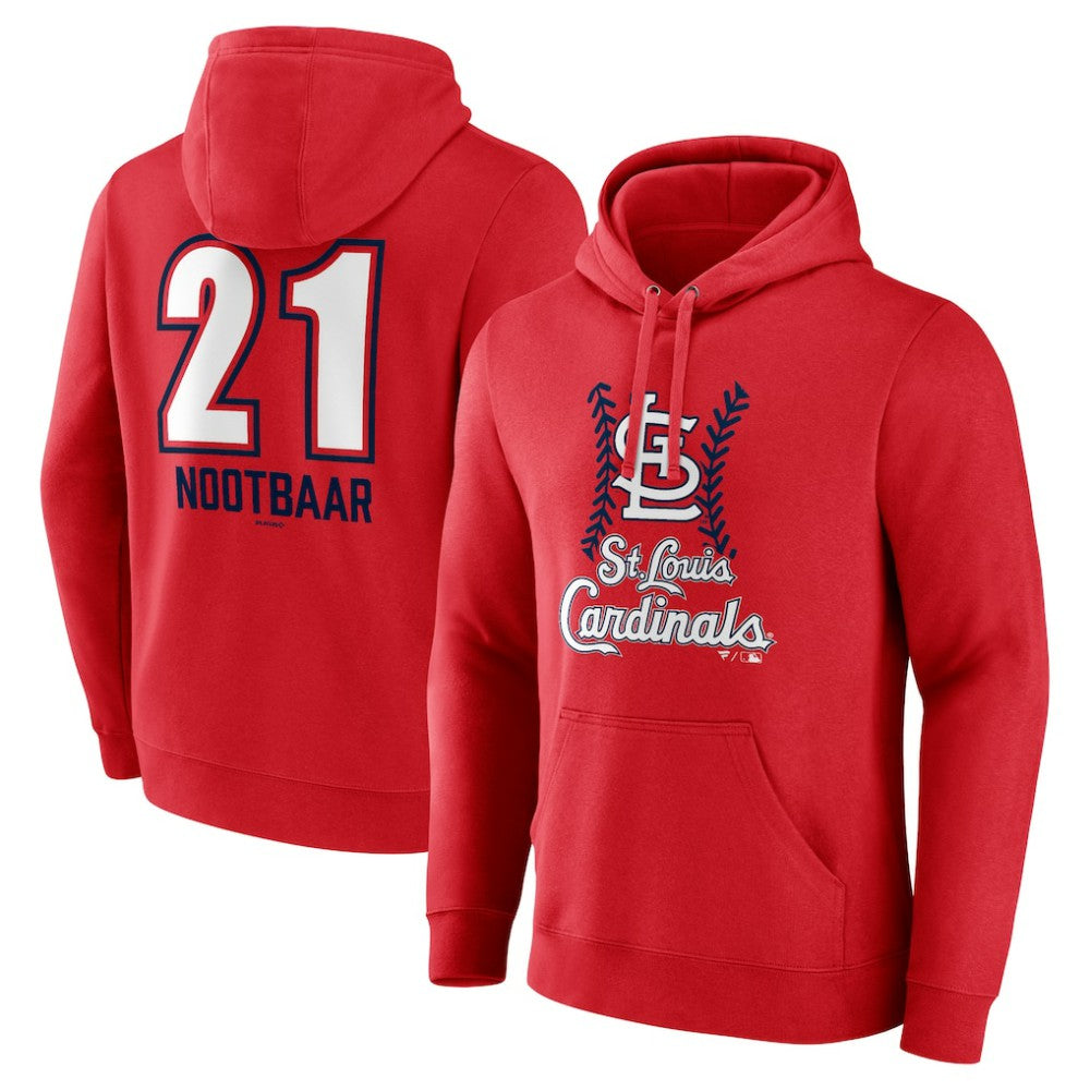 Red Lars Nootbaar St. Louis Cardinals Fastball Player Name & Number Pullover Hoodie