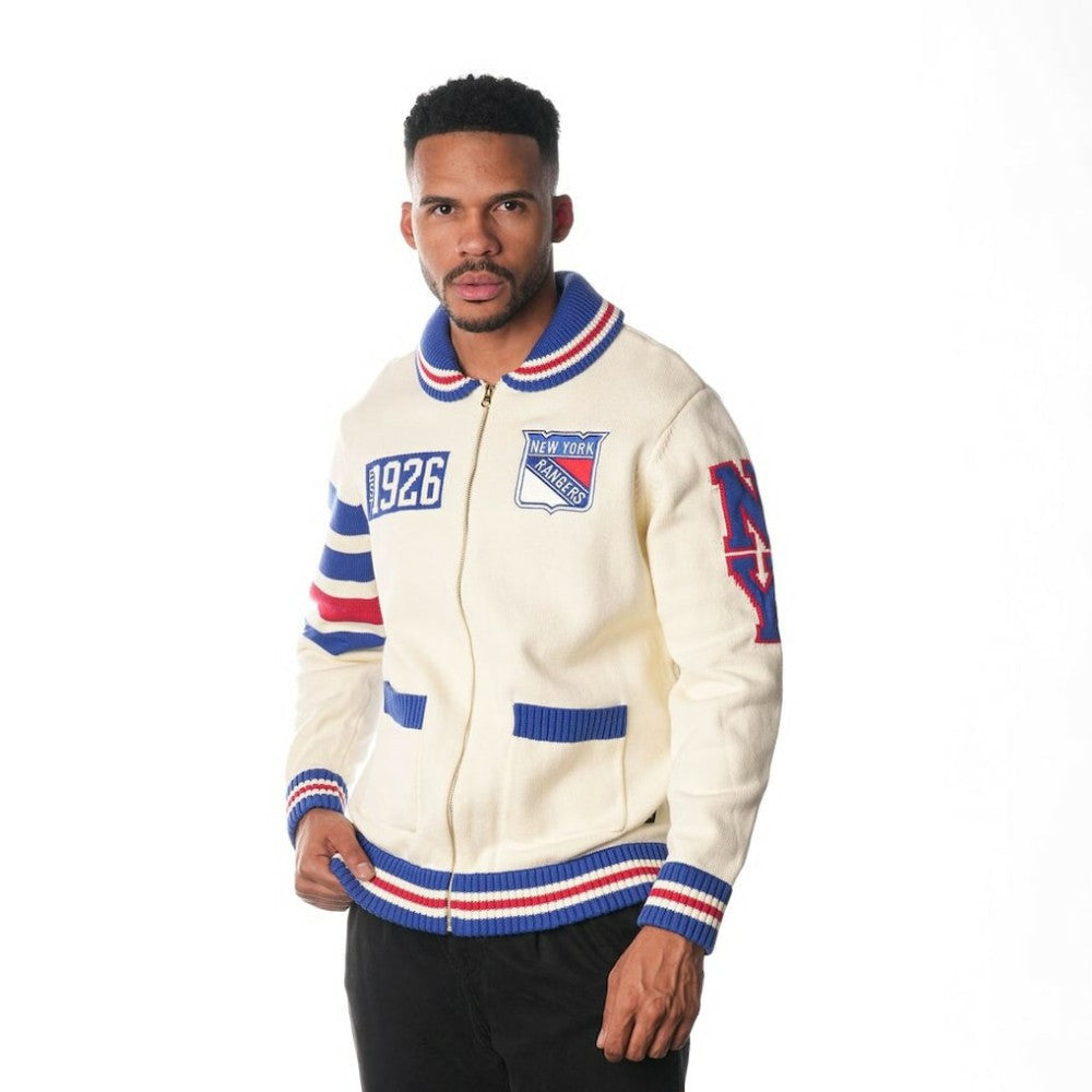 NHL New York Rangers The Wild Collective Unisex Jacquard Full-Zip Sweater