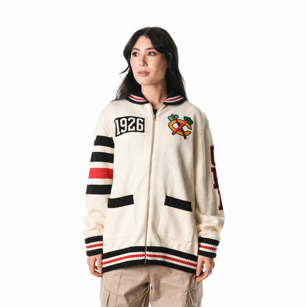 NHL Chicago Blackhawks The Wild Collective Unisex Jacquard Full-Zip Sweater