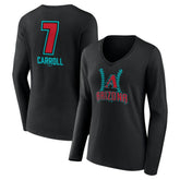 Black Corbin Carroll Arizona Diamondbacks Women's Name & Number Fastball V-Neck Long Sleeve T-Shirt