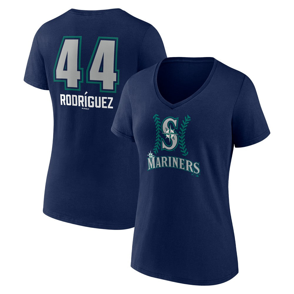 Navy Julio Rodríguez Seattle Mariners Women's Name & Number Fastball V-Neck T-Shirt