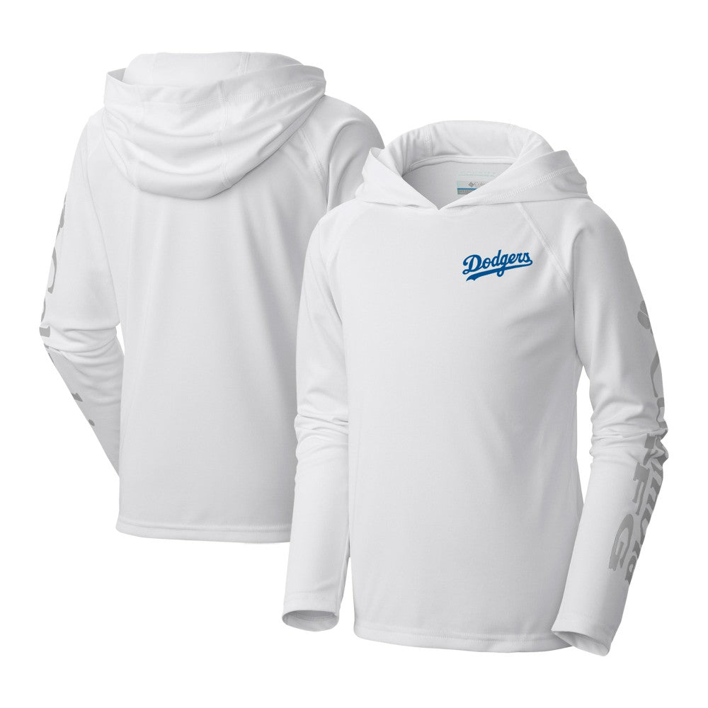 White Los Angeles Dodgers Columbia Youth Terminal Tackle Long Sleeve Hoodie T-Shirt