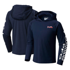 Navy Atlanta Braves Columbia Youth Terminal Tackle Long Sleeve Hoodie T-Shirt
