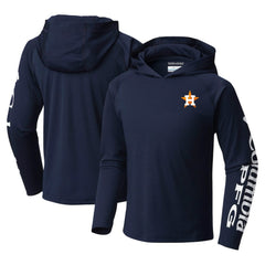 Navy Houston Astros Columbia Youth Terminal Tackle Long Sleeve Hoodie T-Shirt