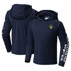 Navy Milwaukee Brewers Columbia Youth Terminal Tackle Long Sleeve Hoodie T-Shirt