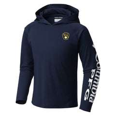 Navy Milwaukee Brewers Columbia Youth Terminal Tackle Long Sleeve Hoodie T-Shirt