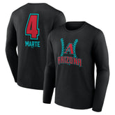 Black Ketel Marte Arizona Diamondbacks Name & Number Fastball Long Sleeve T-Shirt