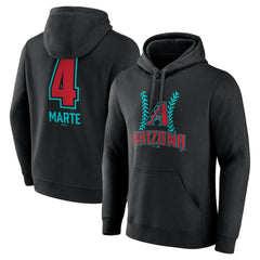 Black Ketel Marte Arizona Diamondbacks Name & Number Fastball Pullover Hoodie