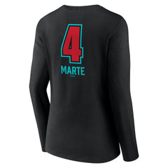 Black Ketel Marte Arizona Diamondbacks Women's Name & Number Fastball V-Neck Long Sleeve T-Shirt