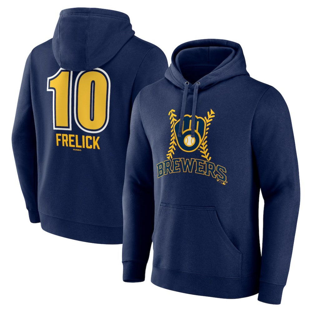 Navy Sal Frelick Milwaukee Brewers Name & Number Fastball Pullover Hoodie