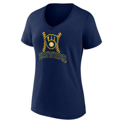 Navy Sal Frelick Milwaukee Brewers Women's Name & Number Fastball V-Neck T-Shirt