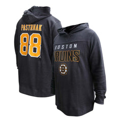 NHL David Pastrnak Boston Bruins Profile Women's Plus Size Name & Number Thermal Pullover Hoodie