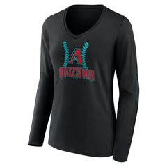 Black Zac Gallen Arizona Diamondbacks Women's Name & Number Fastball V-Neck Long Sleeve T-Shirt