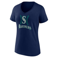 Navy J.P. Crawford Seattle Mariners Women's Name & Number Fastball V-Neck T-Shirt