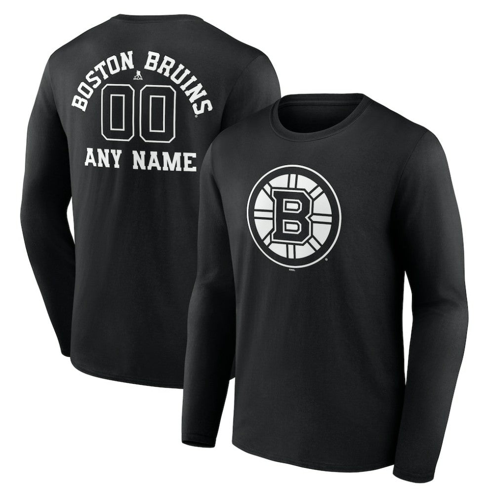 NHL Boston Bruins Personalized Name & Number Monochrome Long Sleeve T-Shirt