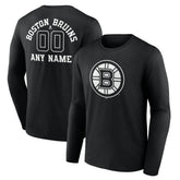 NHL Boston Bruins Personalized Name & Number Monochrome Long Sleeve T-Shirt