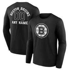 NHL Boston Bruins Personalized Name & Number Monochrome Long Sleeve T-Shirt