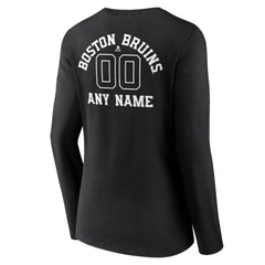 NHL Boston Bruins Women's Personalized Name & Number Monochrome Long Sleeve V-Neck T-Shirt