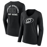 NHL Carolina Hurricanes Women's Personalized Name & Number Monochrome Long Sleeve V-Neck T-Shirt