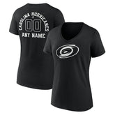 NHL Carolina Hurricanes Women's Personalized Name & Number Monochrome V-Neck T-Shirt