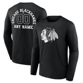 NHL Chicago Blackhawks Personalized Name & Number Monochrome Long Sleeve T-Shirt