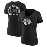 NHL Chicago Blackhawks Women's Personalized Name & Number Monochrome V-Neck T-Shirt