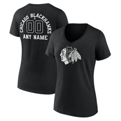 NHL Chicago Blackhawks Women's Personalized Name & Number Monochrome V-Neck T-Shirt