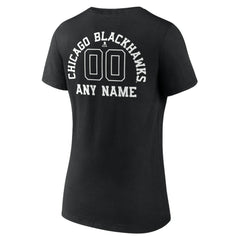 NHL Chicago Blackhawks Women's Personalized Name & Number Monochrome V-Neck T-Shirt
