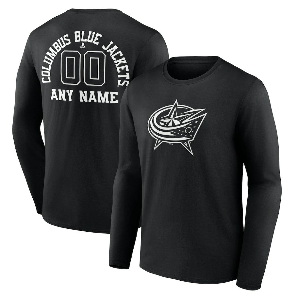 NHL Columbus Blue Jackets Personalized Name & Number Monochrome Long Sleeve T-Shirt
