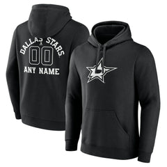 NHL Dallas Stars Personalized Name & Number Monochrome Pullover Hoodie