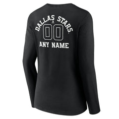 NHL Dallas Stars Women's Personalized Name & Number Monochrome Long Sleeve V-Neck T-Shirt