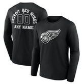 NHL Detroit Red Wings Personalized Name & Number Monochrome Long Sleeve T-Shirt