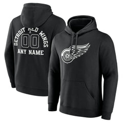 NHL Detroit Red Wings Personalized Name & Number Monochrome Pullover Hoodie