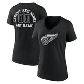 NHL Detroit Red Wings Women's Personalized Name & Number Monochrome V-Neck T-Shirt