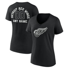 NHL Detroit Red Wings Women's Personalized Name & Number Monochrome V-Neck T-Shirt
