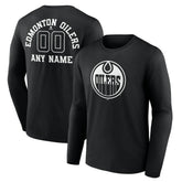 NHL Edmonton Oilers Personalized Name & Number Monochrome Long Sleeve T-Shirt