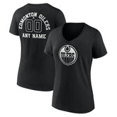 NHL Edmonton Oilers Women's Personalized Name & Number Monochrome V-Neck T-Shirt