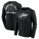 NHL Minnesota Wild Personalized Name & Number Monochrome Long Sleeve T-Shirt