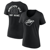 NHL Minnesota Wild Women's Personalized Name & Number Monochrome V-Neck T-Shirt