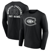 NHL Montreal Canadiens Personalized Name & Number Monochrome Long Sleeve T-Shirt