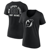 NHL New Jersey Devils Women's Personalized Name & Number Monochrome V-Neck T-Shirt