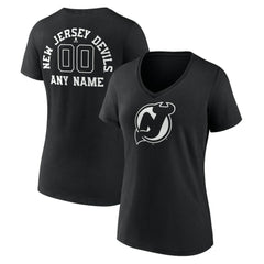 NHL New Jersey Devils Women's Personalized Name & Number Monochrome V-Neck T-Shirt