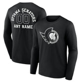 NHL Ottawa Senators Personalized Name & Number Monochrome Long Sleeve T-Shirt