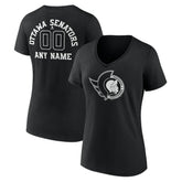 NHL Ottawa Senators Women's Personalized Name & Number Monochrome V-Neck T-Shirt