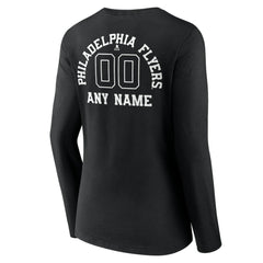 NHL Philadelphia Flyers Women's Personalized Name & Number Monochrome Long Sleeve V-Neck T-Shirt