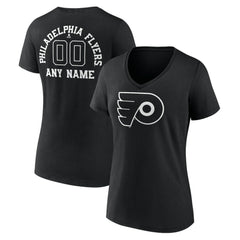 NHL Philadelphia Flyers Women's Personalized Name & Number Monochrome V-Neck T-Shirt