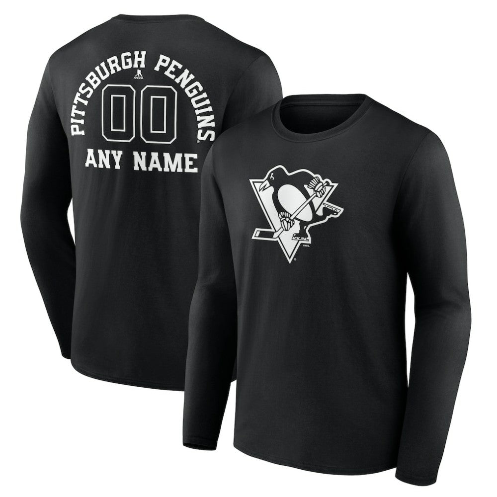 NHL Pittsburgh Penguins Personalized Name & Number Monochrome Long Sleeve T-Shirt
