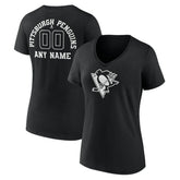 NHL Pittsburgh Penguins Women's Personalized Name & Number Monochrome V-Neck T-Shirt