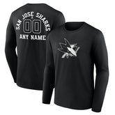NHL San Jose Sharks Personalized Name & Number Monochrome Long Sleeve T-Shirt