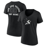NHL San Jose Sharks Women's Personalized Name & Number Monochrome V-Neck T-Shirt